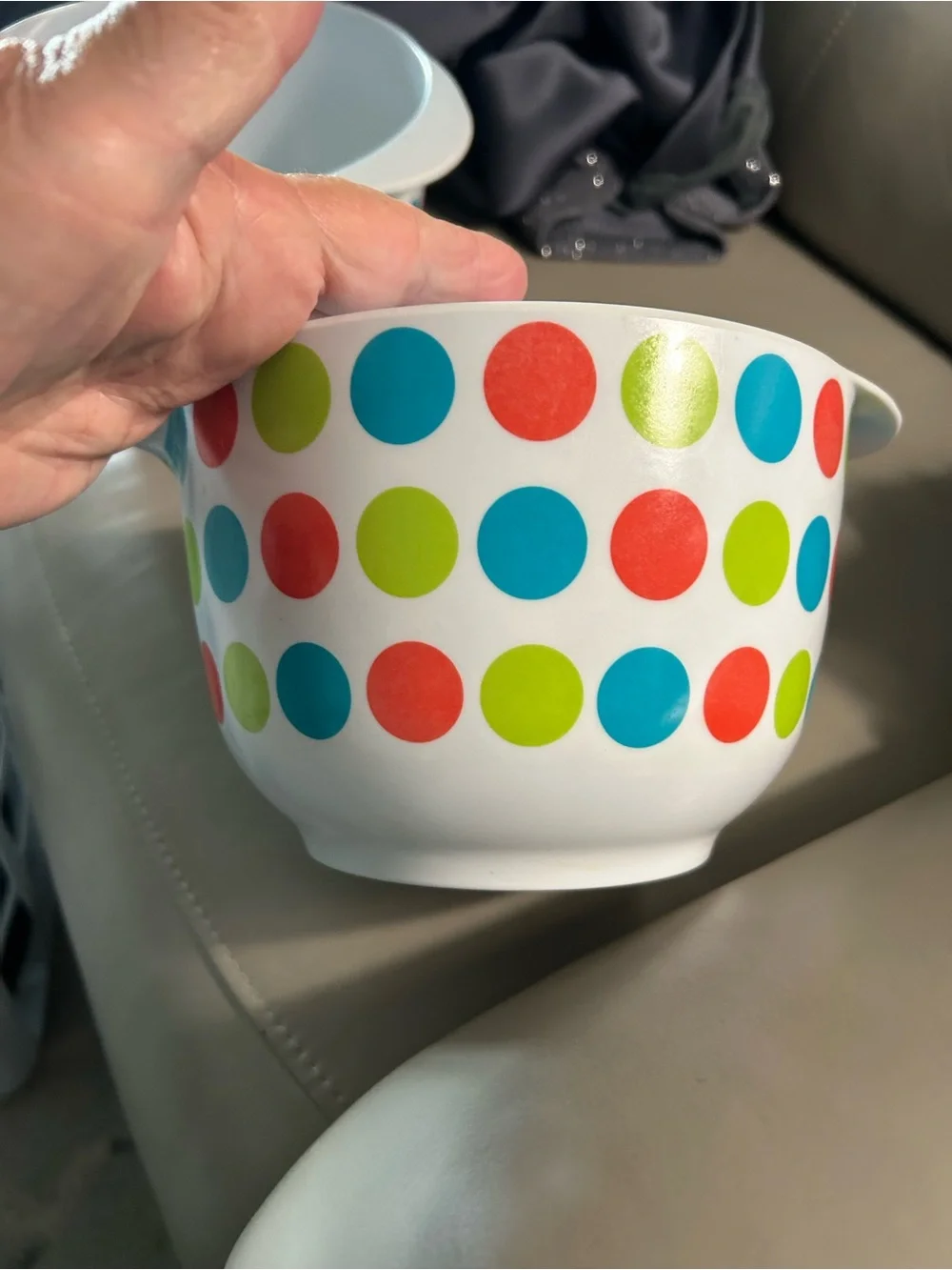 White Mixing Bowls with Colorful Polka Dots - Set of 2